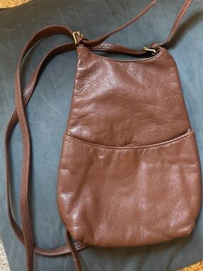 JP Ourse & Cie Brown Pebble Leather Crossbody Bag